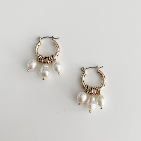J. Crew Factory Jewelry - J. Crew Factory Small Pearl Hoop Earrings